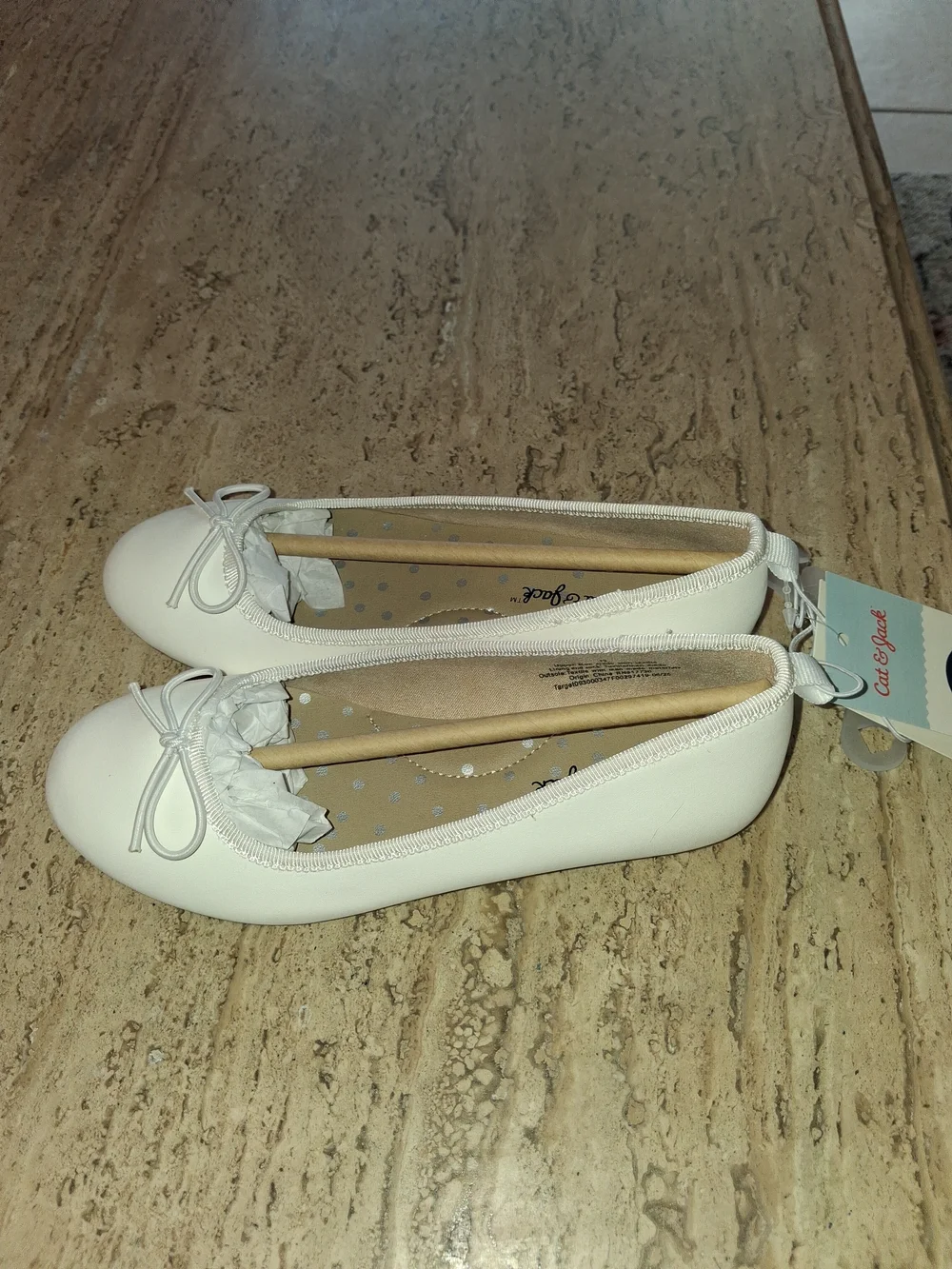 Cat & Jack Cream Ballet Flats with Bow
